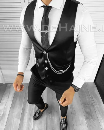 Vesta barbati eleganta slim fit neagra B8076 D5-4.2