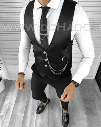 Vesta barbati eleganta slim fit neagra B8084  Q1-4