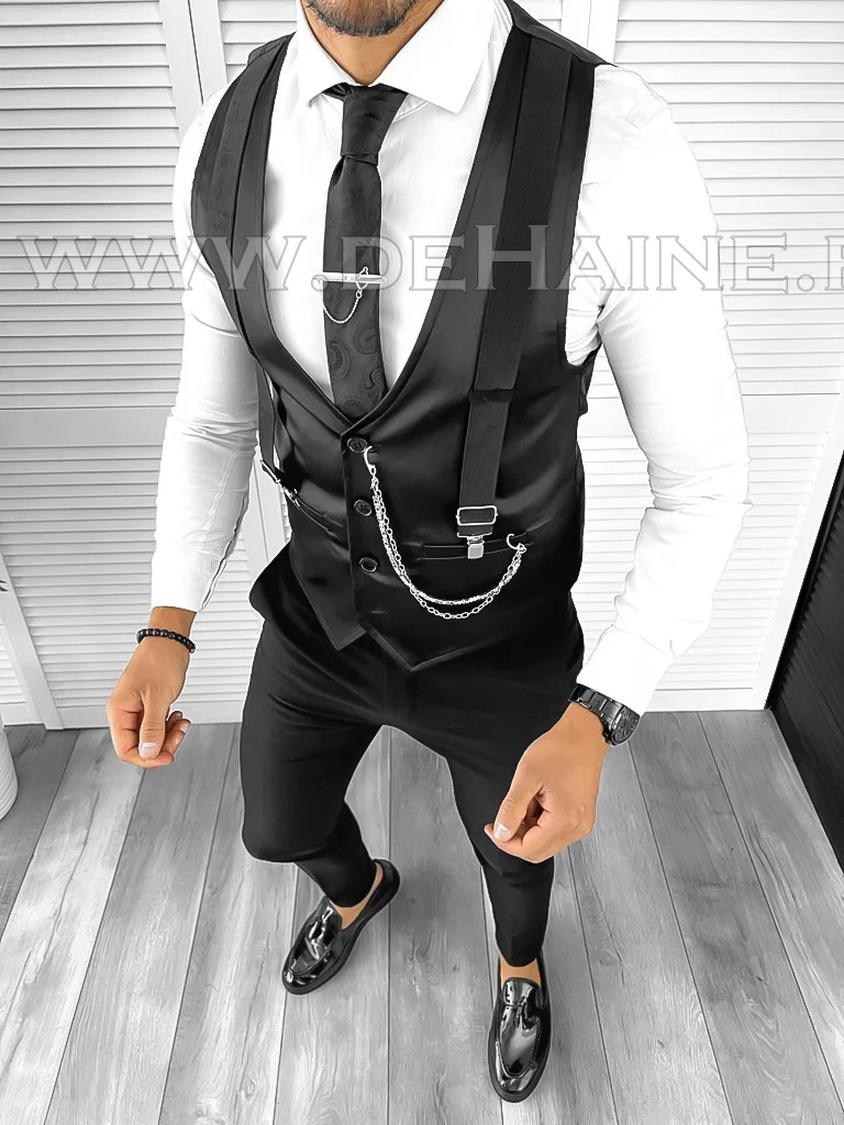 Vesta barbati eleganta slim fit neagra B8100  O3-3.1