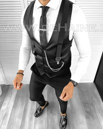 Vesta barbati eleganta slim fit neagra B8100  O3-3.1