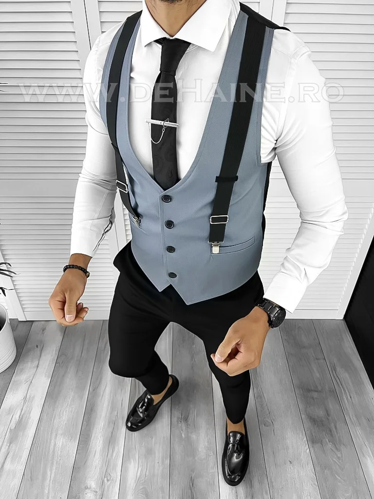 Vesta barbati slim fit albastra B8263  O2-4.1