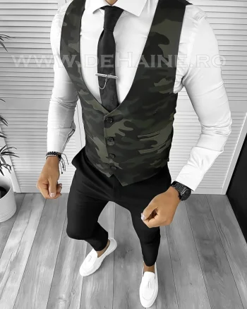 Vesta barbati eleganta slim fit camuflaj B8906 M4-1.1