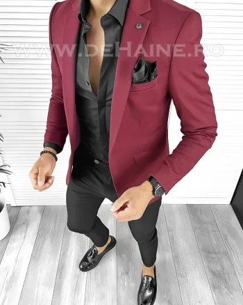 Sacou barbati slim fit grena B8339  89-5