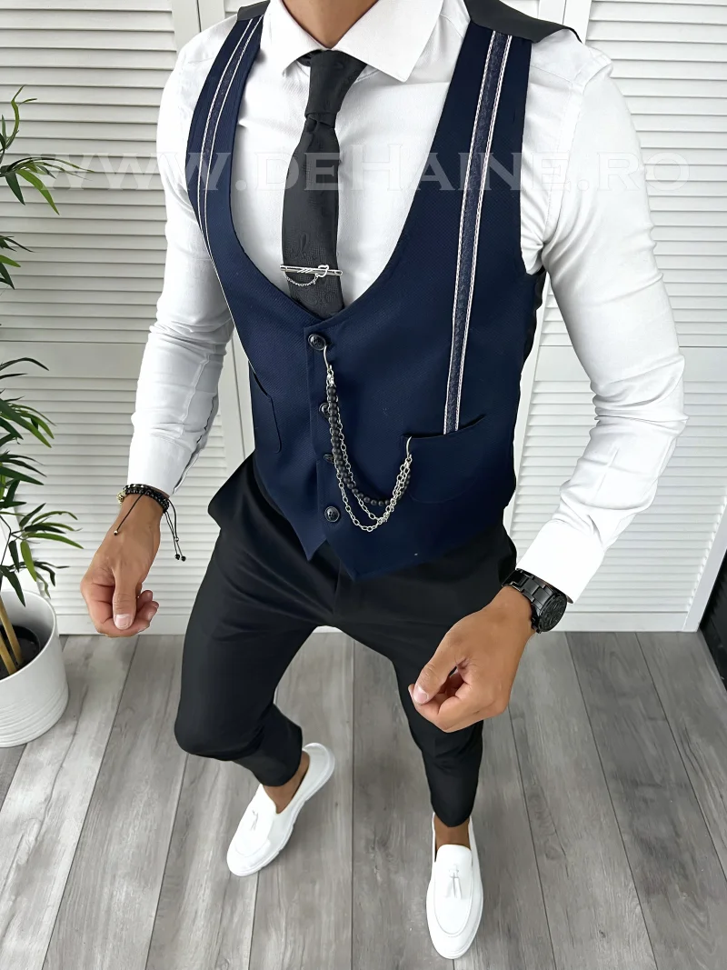 Vesta barbati eleganta slim fit bleumarin V17  O3-4.1