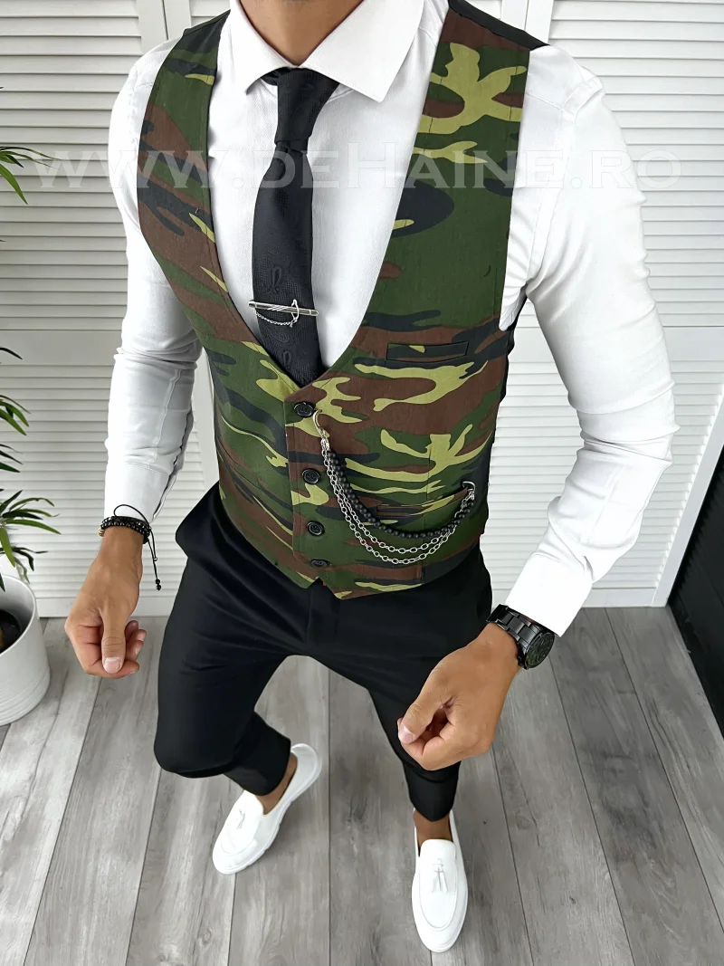 Vesta barbati eleganta slim fit camuflaj V13 D10-4