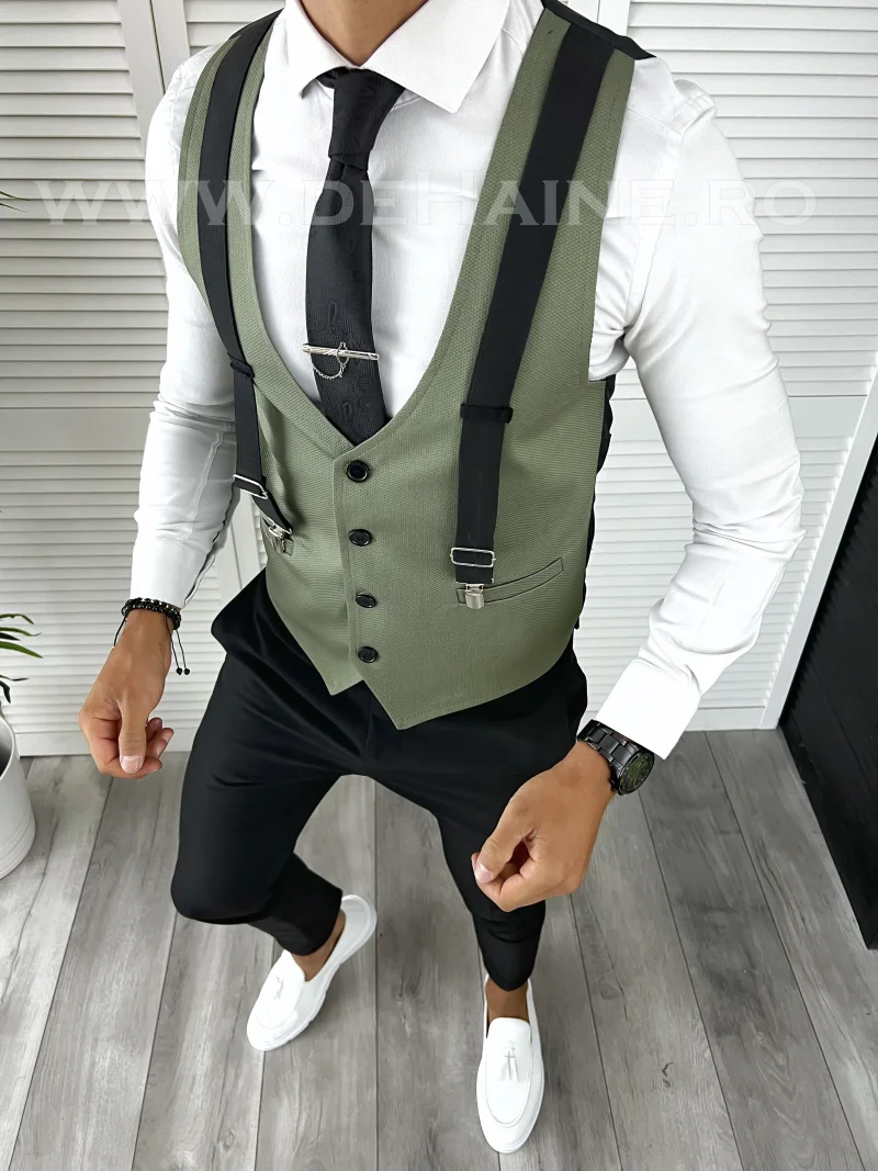 Vesta barbati eleganta slim fit verde V23 P19-3.3