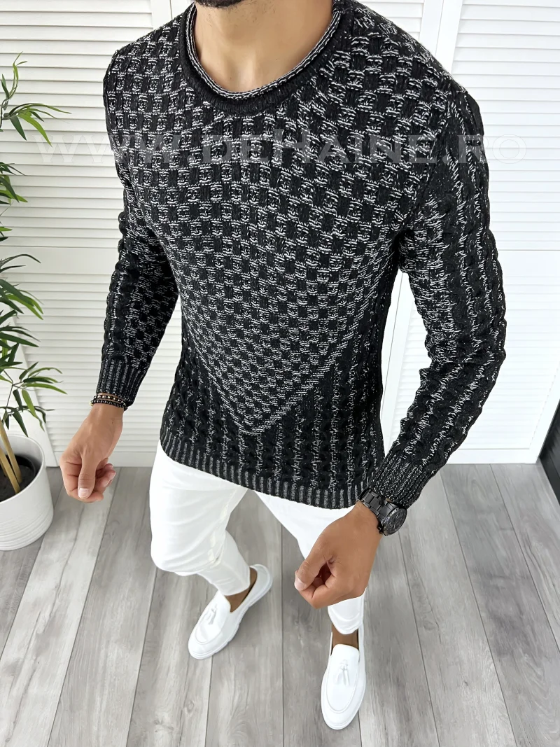Pulover barbati gros slim fit negru T3620 103-5*/U5