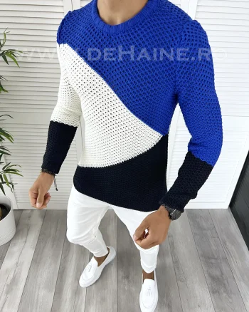 Pulover barbati gros slim fit albastru T3602 5-6