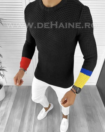 Pulover barbati gros slim fit negru T3585 97-1 E~ 12-2