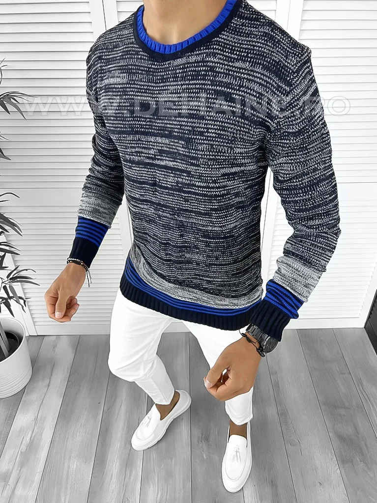 Pulover barbati gros slim fit bleumarin T3616  96-1