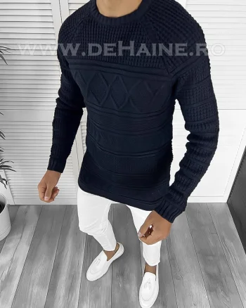 Pulover barbati gros slim fit bleumarin T3614 I3-1.1
