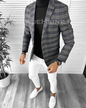 Sacou barbati slim fit in carouri B9746 P18-3.2