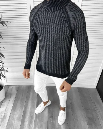 Pulover barbati gros slim fit bleumarin T3712  i15-5.1