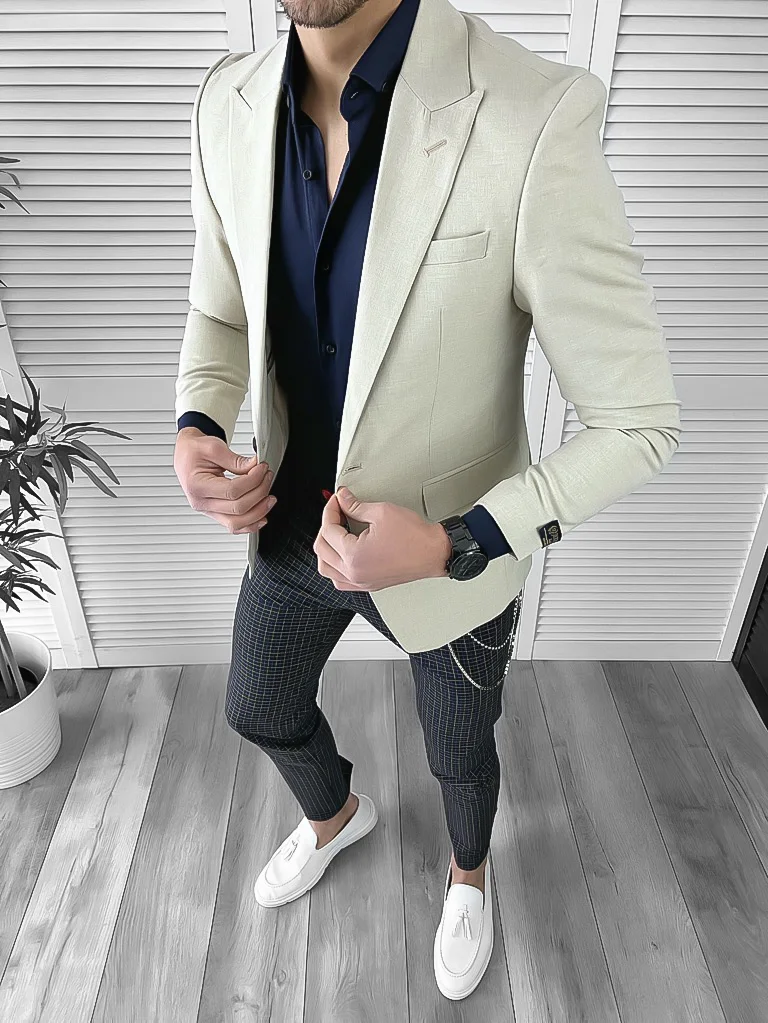 Sacou barbati slim fit bej 10126 87-3.2