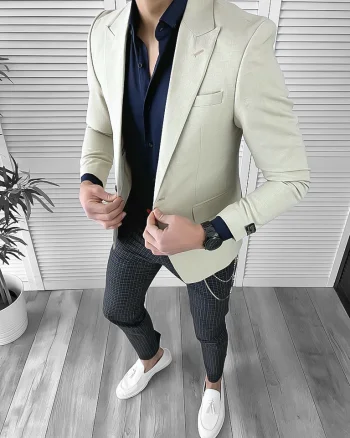 Sacou barbati slim fit bej 10126 87-3.2