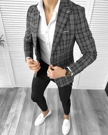 Sacou barbati slim fit gri 1162 29-3.1