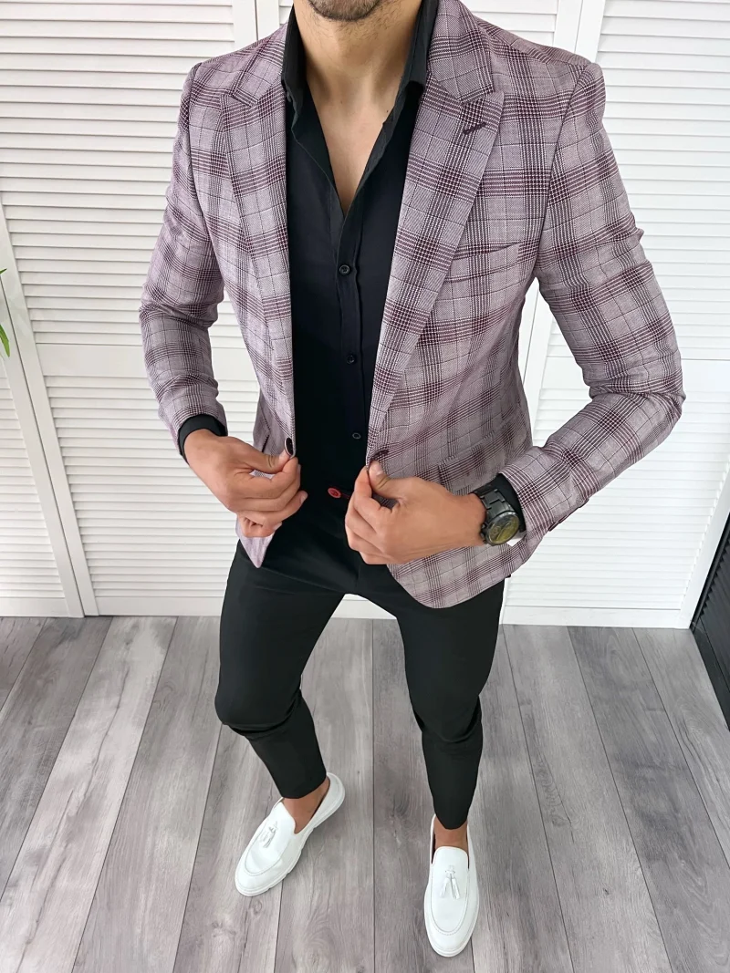 Sacou barbati slim fit in carouri 11982  P19-3.3