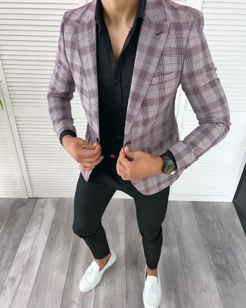Sacou barbati slim fit in carouri 11982  P19-3.3
