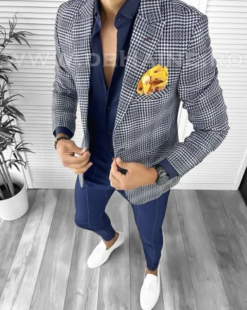Sacou barbati slim fit in carouri B8329  P20-5.3