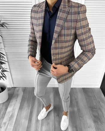 Sacou barbati slim fit in carouri 10205 P20-5.2