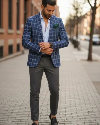 Sacou barbati slim fit in carouri 12715 107-2