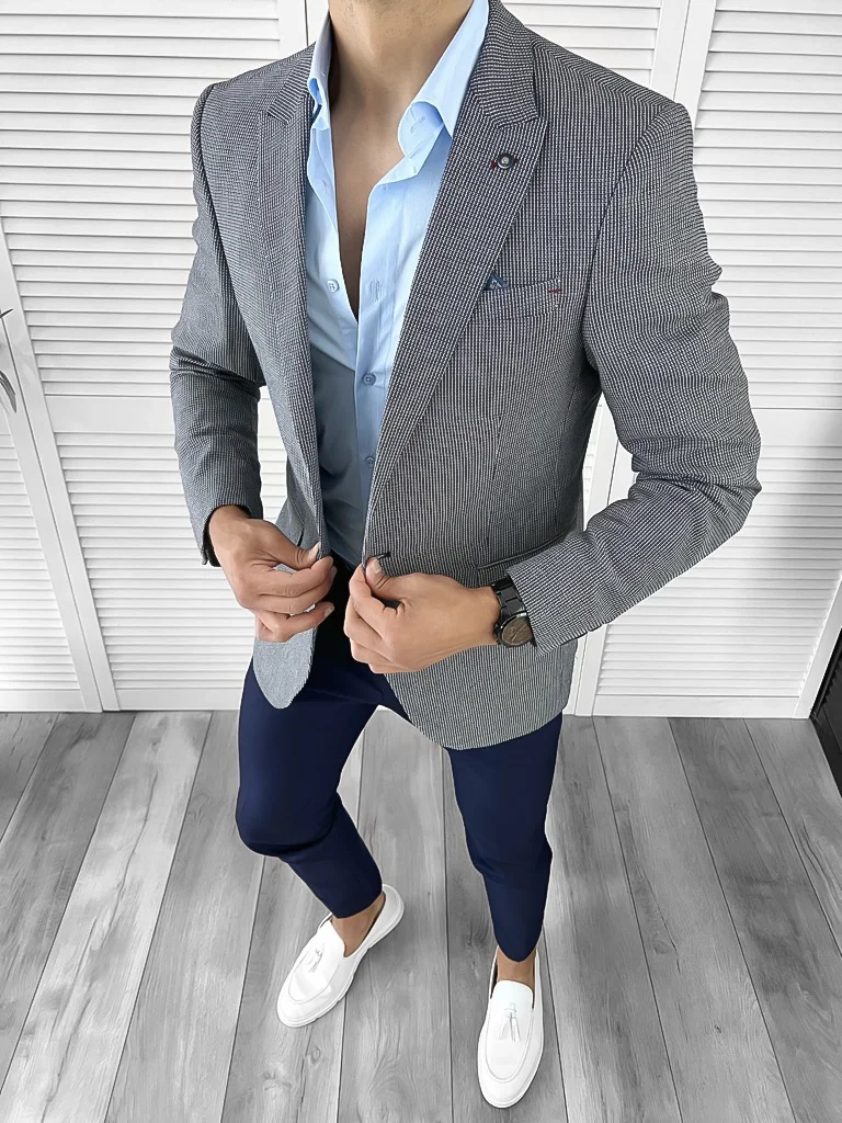 Sacou barbati slim fit bleumarin 3470 P20-3.1