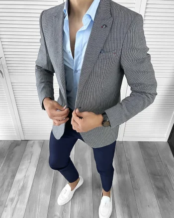 Sacou barbati slim fit bleumarin 3470 P20-3.1