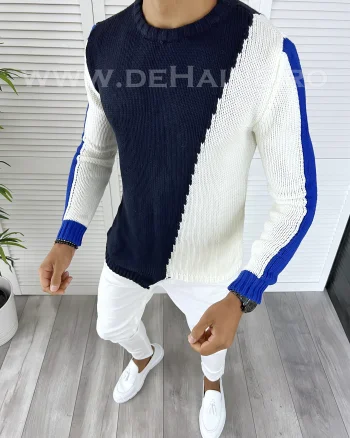 Pulover barbati gros slim fit bleumarin T3619   i2-2