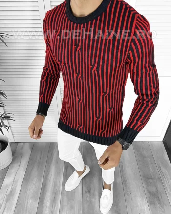 Pulover barbati gros slim fit grena T3575 U4-1 i2-4