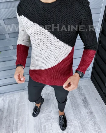 Pulover barbati gros slim fit bordo T3602  97-4.1