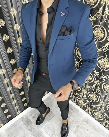 Sacou barbati  bleumarin slim fit B8340 Z7