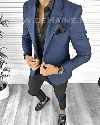 Sacou barbati slim fit bleumarin B8344 64-5