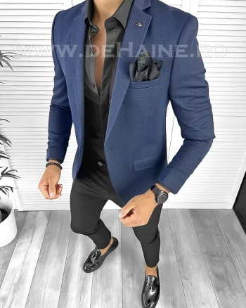 Sacou barbati slim fit bleumarin B8331 7-1.3