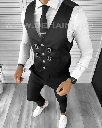 Vesta barbati eleganta slim fit neagra B8938  O5-4.3
