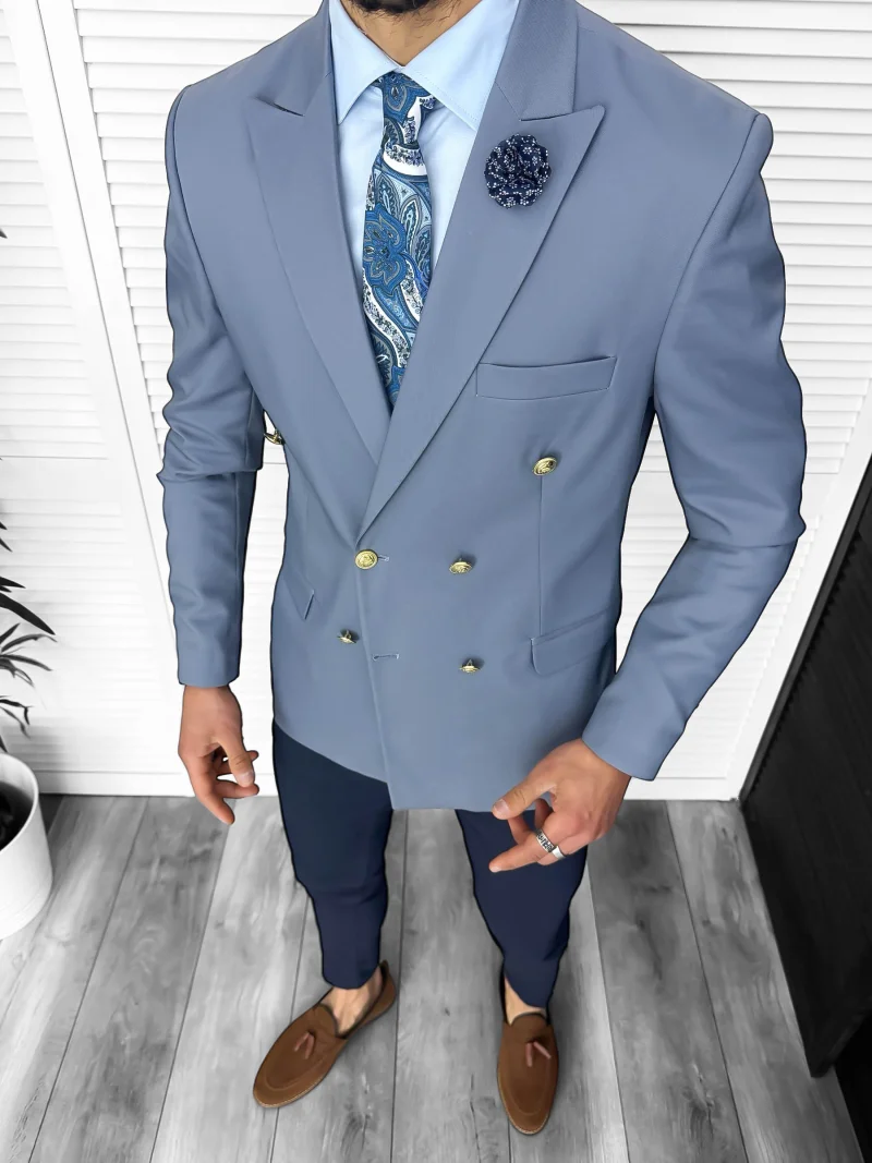 Sacou barbati slim fit  2 randuri de nasturi  gri 11848 64-4