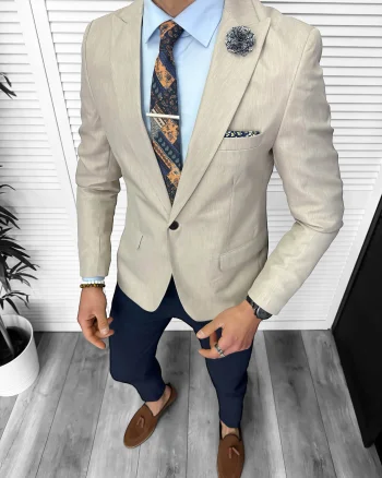 Sacou barbati slim fit  bej 11851 D3-1.1