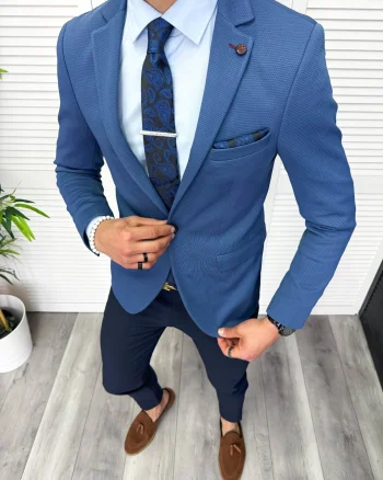 Sacou barbati slim fit  albastru 11878 D3-1.4
