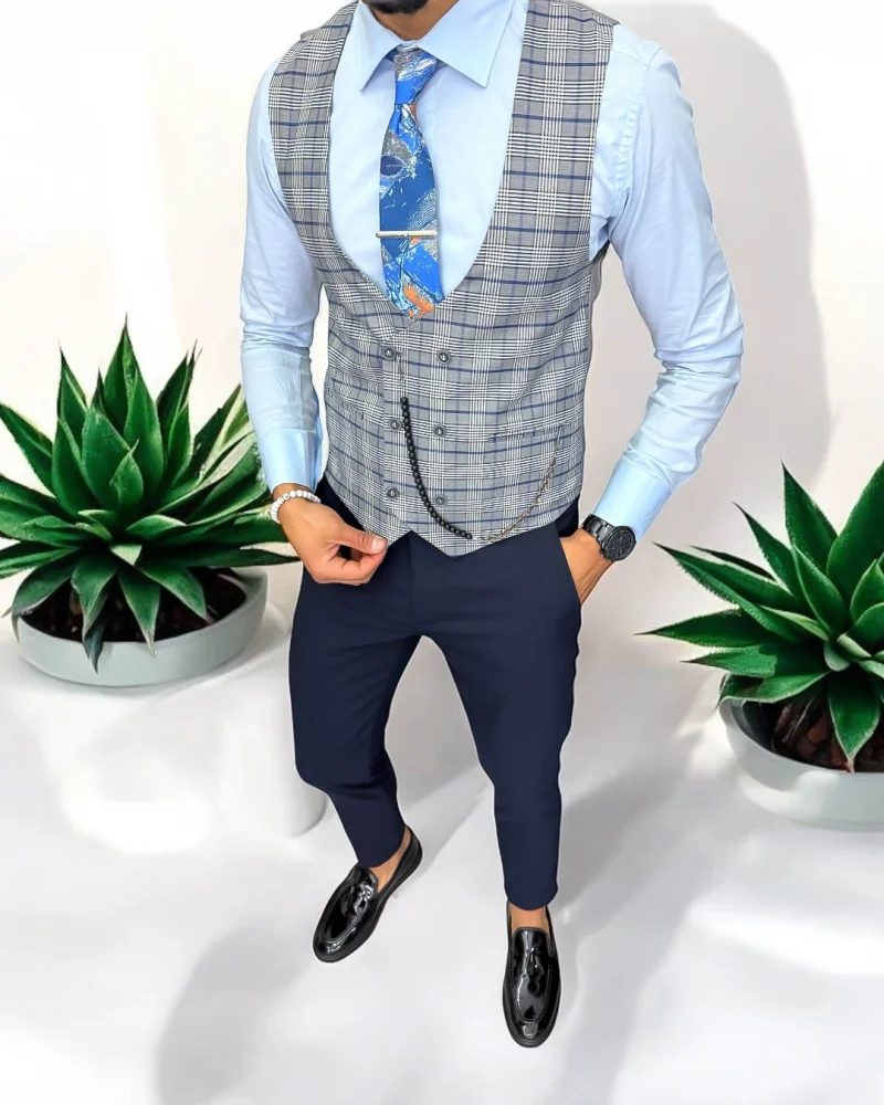 Vesta barbati eleganta slim fit  in carouri  13264