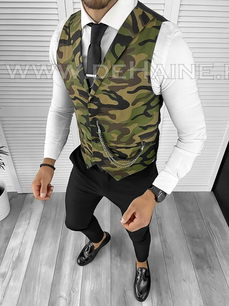 Vesta barbati eleganta slim fit camuflaj B8060  O1-4.2