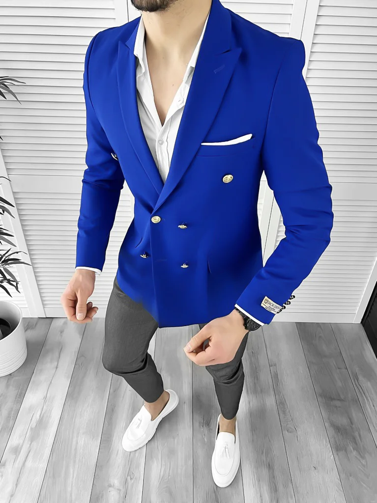 Sacou barbati slim fit albastru 041 P20-1.2