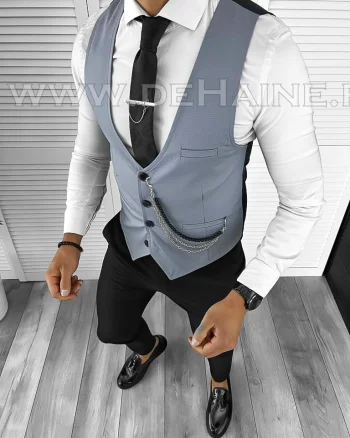 Vesta barbati eleganta slim fit bleu B8164 O3-5.1