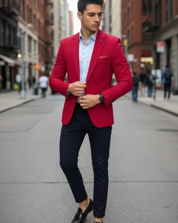 Sacou barbati slim fit grena B8339  89-5