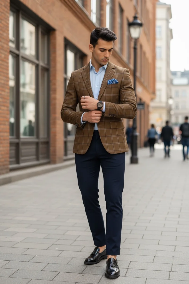 Sacou barbati slim fit in carouri 533 P19-1.1