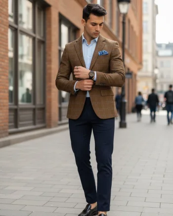 Sacou barbati slim fit in carouri 533 P19-1.1