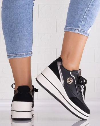 Pantofi dama casual Negri din Piele Ecologica Samyla