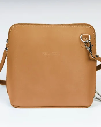 Geanta crossbody, din piele naturala, capucino