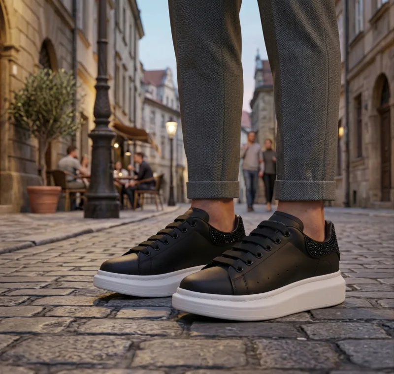 Adidasi barbati casual negri cu alb  Diamond  MQ  111d