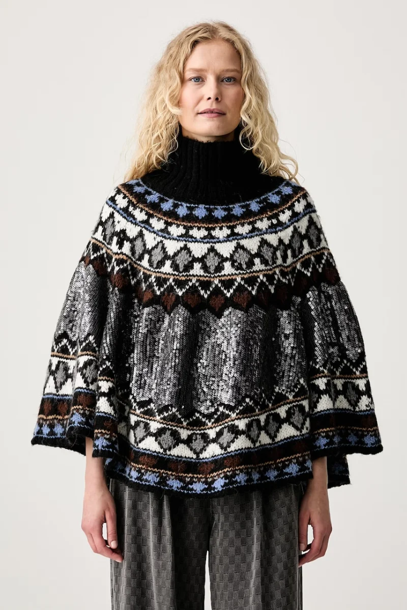 MUNTHE  poncho pentru femei cu amestec de lână VERST