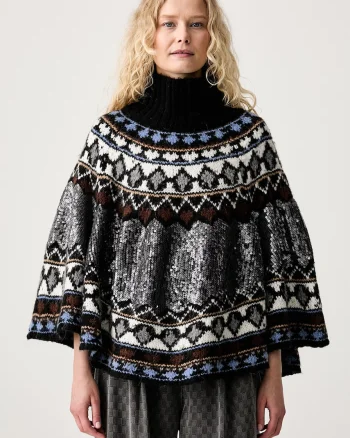 MUNTHE  poncho pentru femei cu amestec de lână VERST