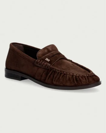 Nokwol  mocasini pentru femei din piele întoarsă Haven Chocolate Suede
